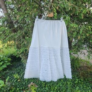 Vintage White Ruffled Petticoat Skirt Crinoline - Small
